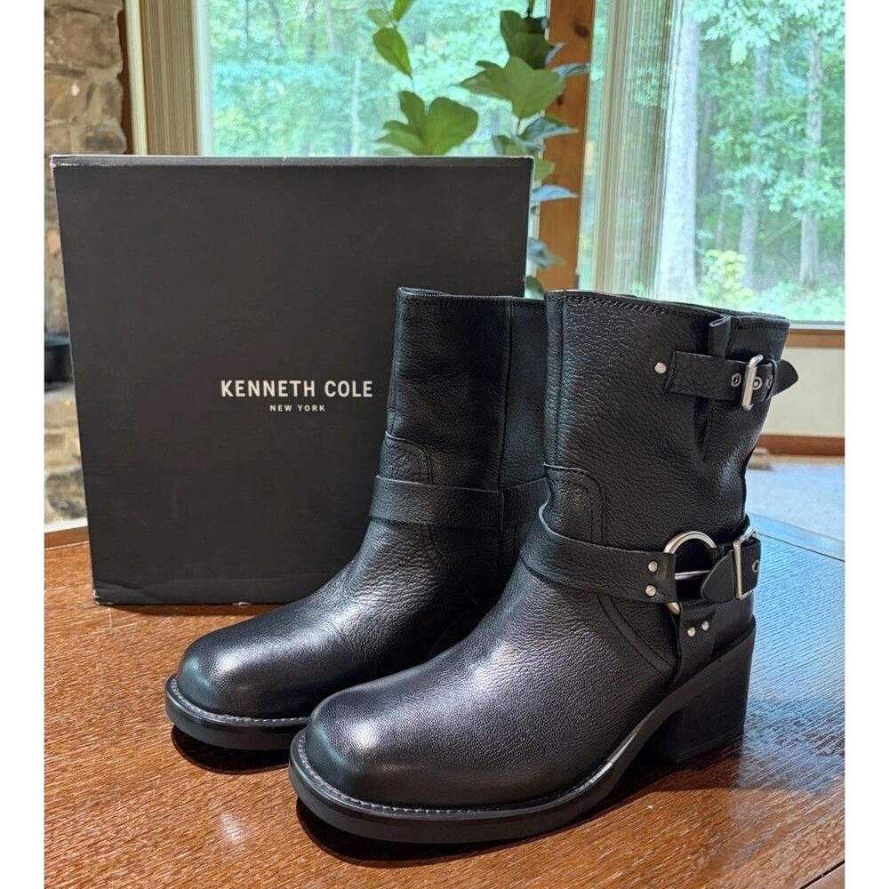 Kenneth Cole New York Stride Leather Boots Black Size 10M Women's NIB